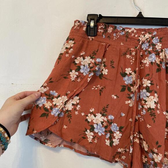AMERICAN EAGLE burnt orange floral Flowy lightweight summer shorts sz Xl - Picture 3 of 5